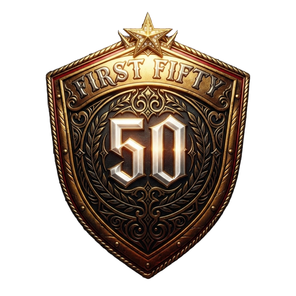 First Fifty founding member badge